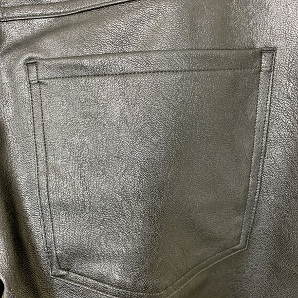 Spanx Womens 1X Petite Pants NEW Black Faux Leather Slim Straight Leg Stretch - Picture 8 of 16